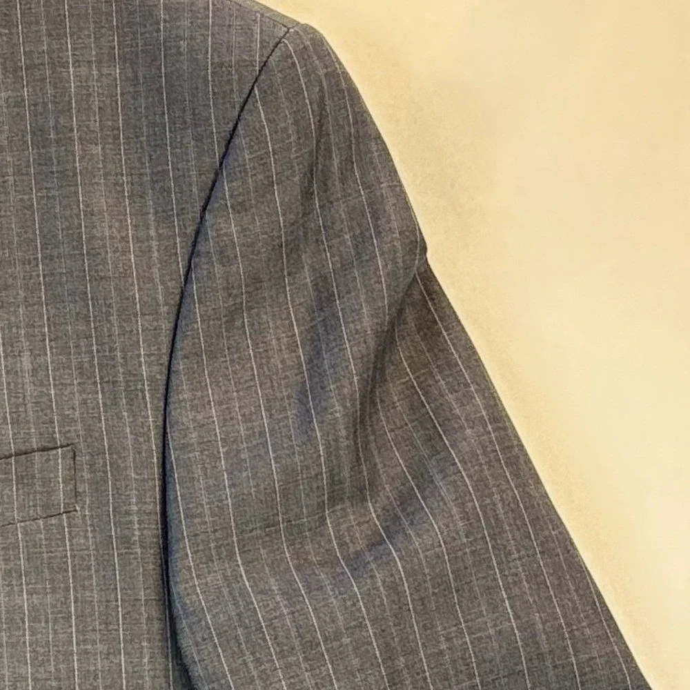 RALPH RALPH LAUREN Grey Pinstripe Blazer Sport Coat Prep Academia Ivy Black‎ 46R
